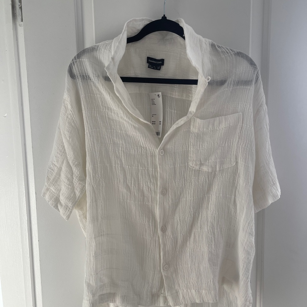 Standard Cloth Linen White Button-Up Shirt